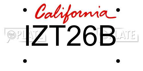 IZT26B California License Plate
