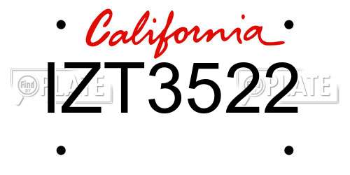 IZT3522 California License Plate