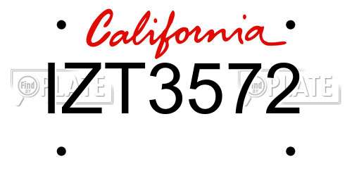 IZT3572 California License Plate