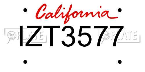IZT3577 California License Plate