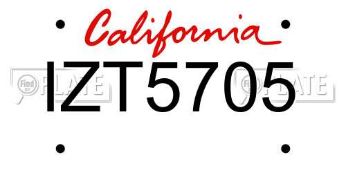 IZT5705 California License Plate