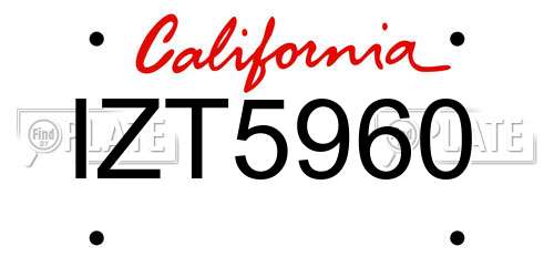 IZT5960 California License Plate