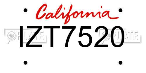 IZT7520 California License Plate