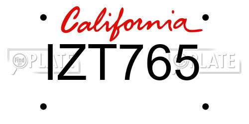 IZT765 California License Plate