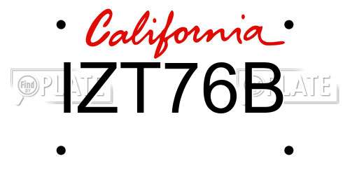 IZT76B California License Plate