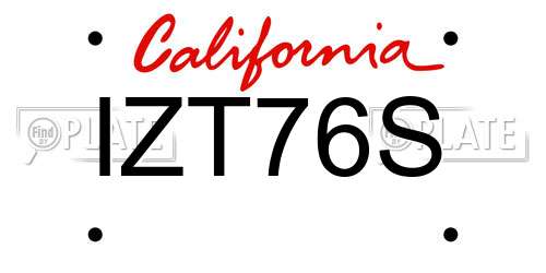 IZT76S California License Plate