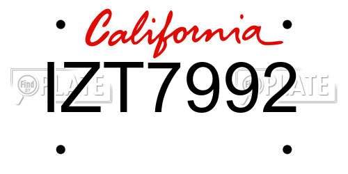 IZT7992 California License Plate