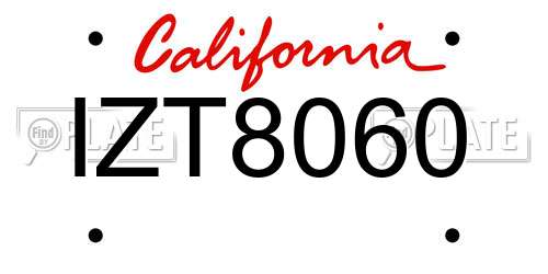 IZT8060 California License Plate