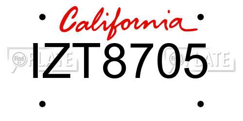 IZT8705 California License Plate