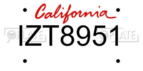 IZT8951 California License Plate