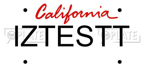 IZTESTT California License Plate