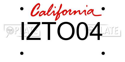 IZTO04 California License Plate