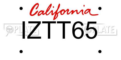 IZTT65 California License Plate