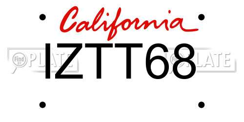 IZTT68 California License Plate