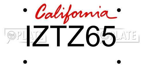 IZTZ65 California License Plate