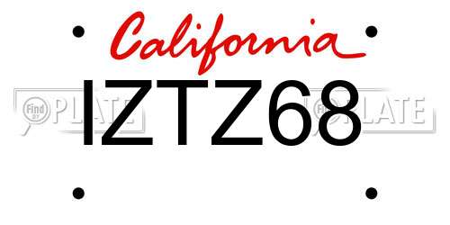 IZTZ68 California License Plate