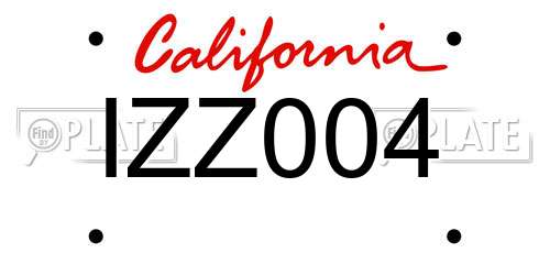 IZZ004 California License Plate