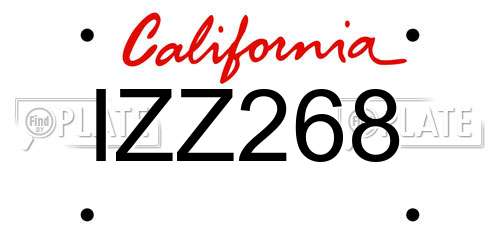 IZZ268 California License Plate