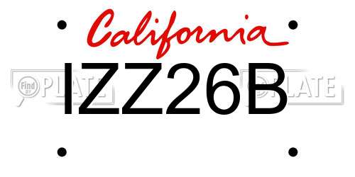 IZZ26B California License Plate