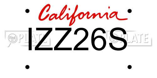 IZZ26S California License Plate