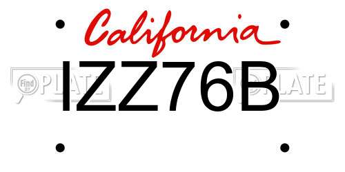 IZZ76B California License Plate