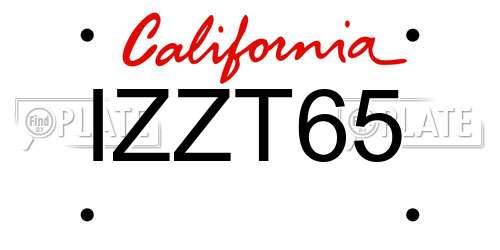 IZZT65 California License Plate