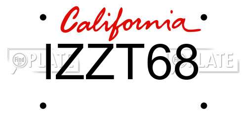 IZZT68 California License Plate