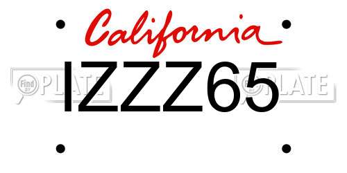 IZZZ65 California License Plate