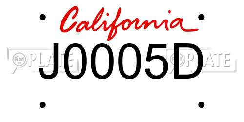 J0005D California License Plate