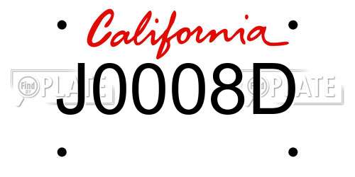 J0008D California License Plate