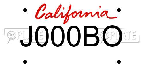J000BO California License Plate