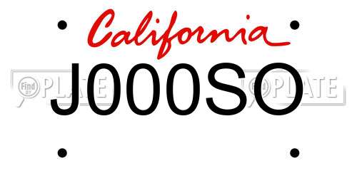 J000SO California License Plate
