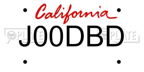 J00DBD California License Plate