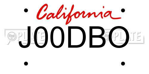 J00DBO California License Plate