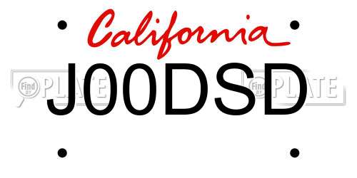 J00DSD California License Plate