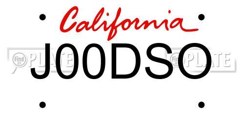 J00DSO California License Plate