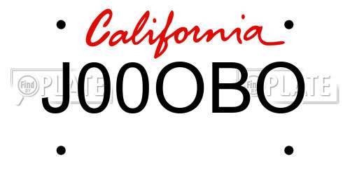 J00OBO California License Plate
