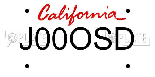 J00OSD California License Plate