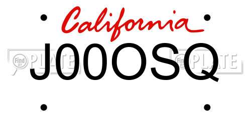 J00OSQ California License Plate
