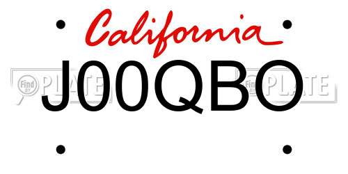 J00QBO California License Plate