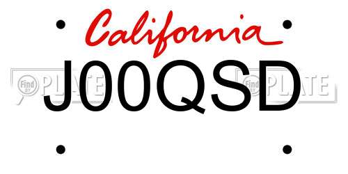 J00QSD California License Plate