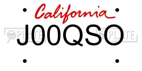 J00QSO California License Plate