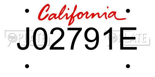 J02791E California License Plate
