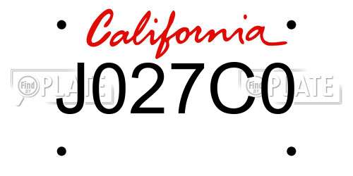 J027C0 California License Plate