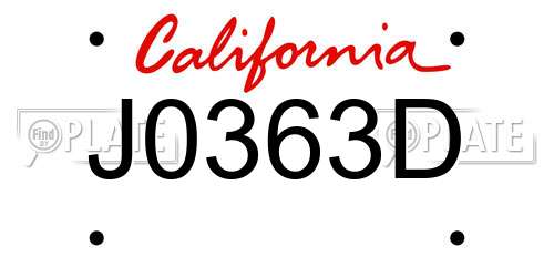 J0363D California License Plate