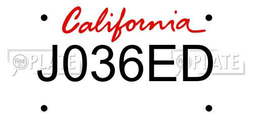 J036ED California License Plate