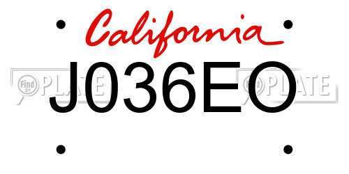 J036EO California License Plate