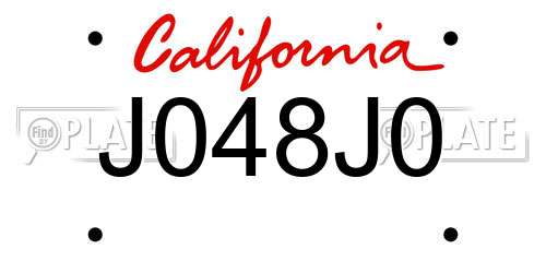 J048J0 California License Plate