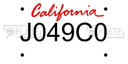 J049C0 California License Plate
