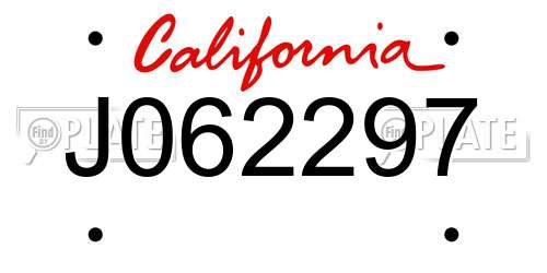 J062297 California License Plate